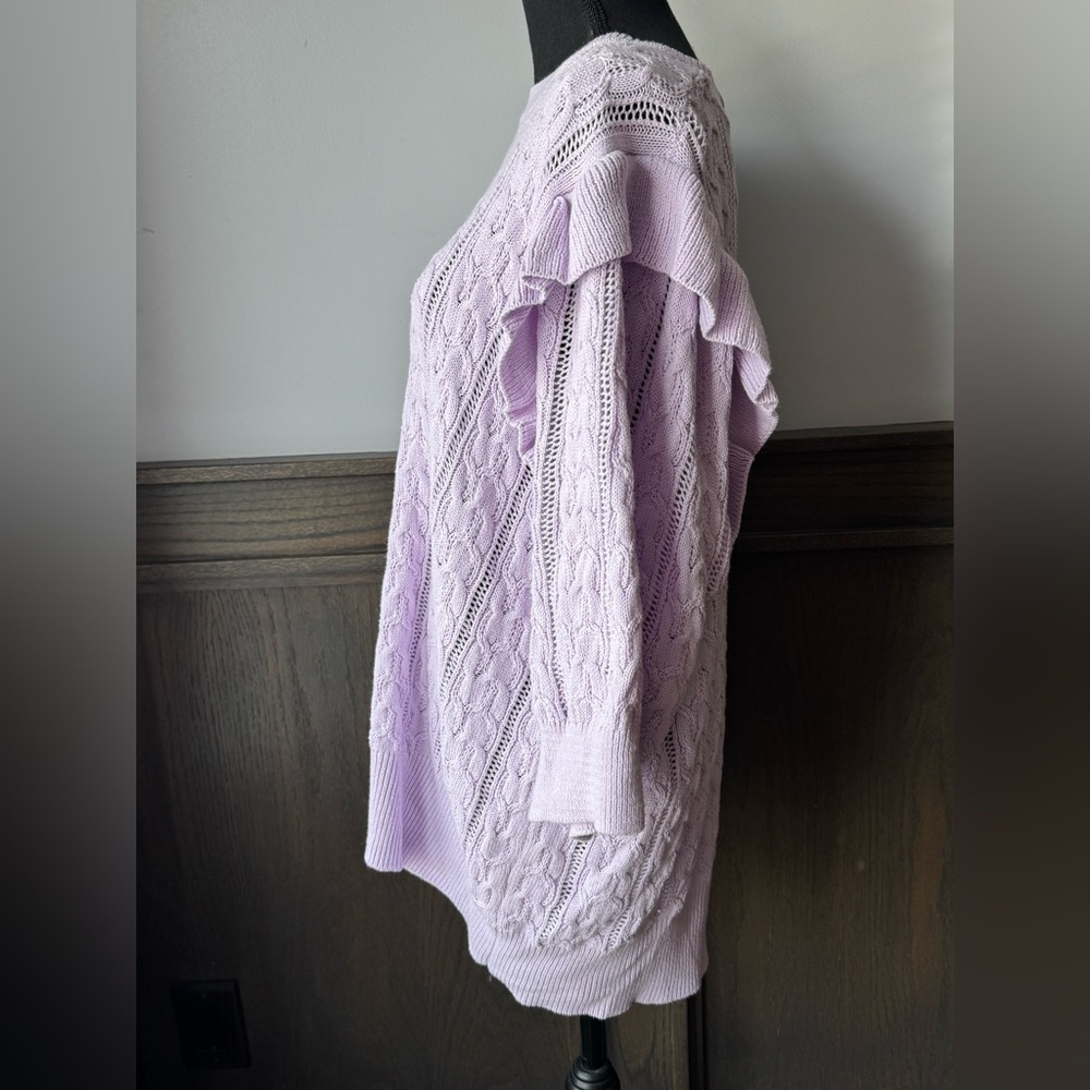 Design 365 Lilac purple Cable Knit Women's Sweater 3/4 sleeves 2X - Picture 2 of 6